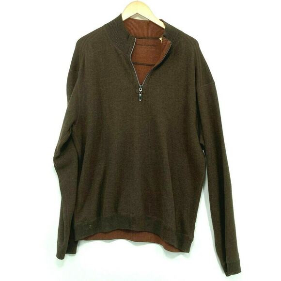 Tommy Bahama Men's Brown Long Sleeves Mock Neck Zipper Pullover Sweater Size XL - Picture 10 of 11